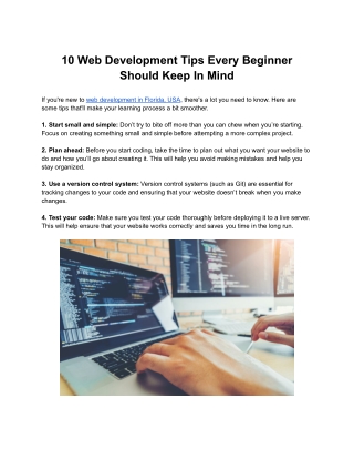 10 Web Development Tips Every Beginner Should Keep In Mind