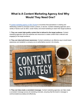 What Is A Content Marketing Agency And Why Would They Need One?