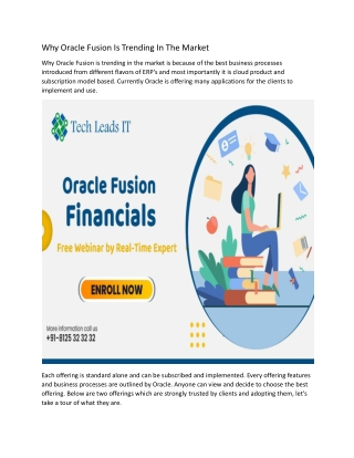 Why Oracle Fusion Is Trending In The Market