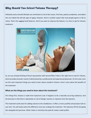 Why Should You Select Voluma Therapy