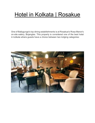 Hotel in Kolkata  | Rosakue