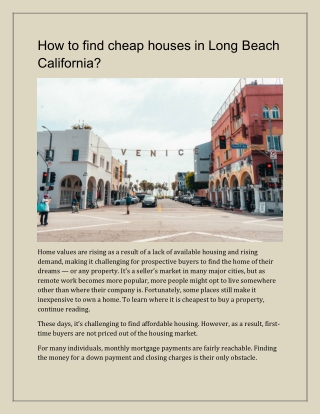 How to find cheap houses in Long Beach California