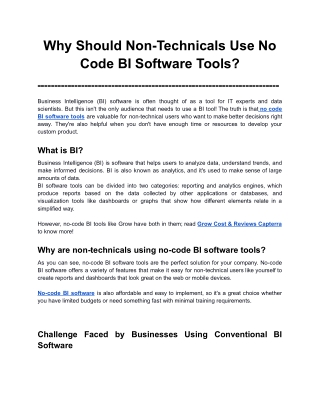 Why Should Non-Technicals Use No Code BI Software Tools_