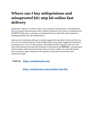 Where can I buy mifepristone and misoprostol kit_ mtp kit online fast delivery