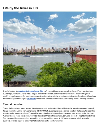 Apartments in Long Island City - Life by the River in LIC