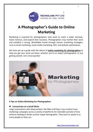 A Photographer's Guide to Online Marketing