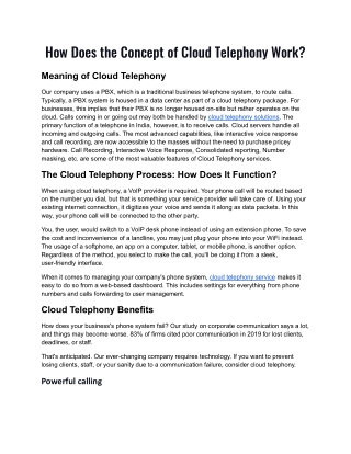 How does the concept of cloud telephony works..