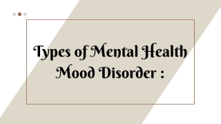 Types of Mental Health Mood Disorder
