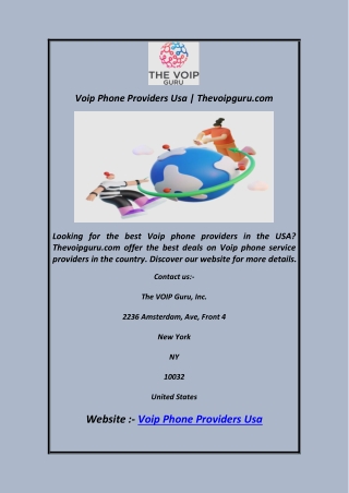 Voip Phone Providers Usa  Thevoipguru.com
