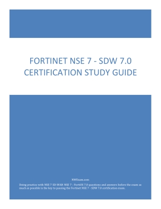Fortinet NSE 7 - SDW 7.0 Certification Study Guide PDF
