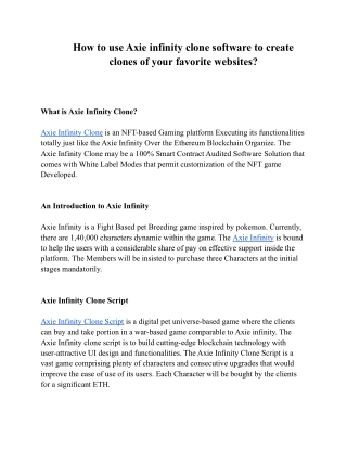 How to use Axie infinity clone software to create clones of your favorite websites
