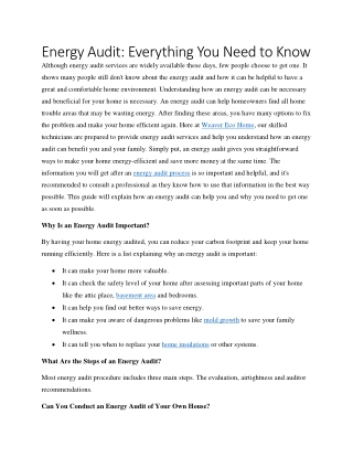 Energy Audit Everything You Need to Know