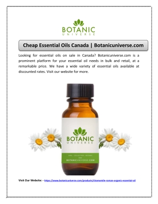 Cheap Essential Oils Canada | Botanicuniverse.com