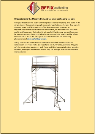 Understanding the Massive Demand for Steel Scaffolding for Sale