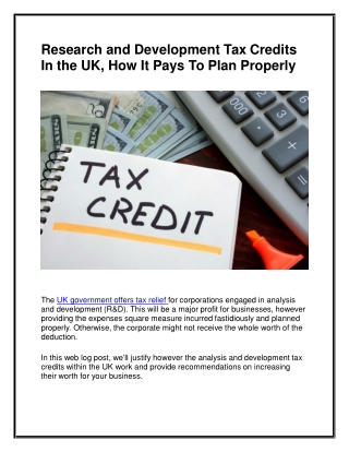 Research and Development Tax Credits In the UK