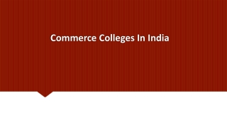 Commerce Colleges In India