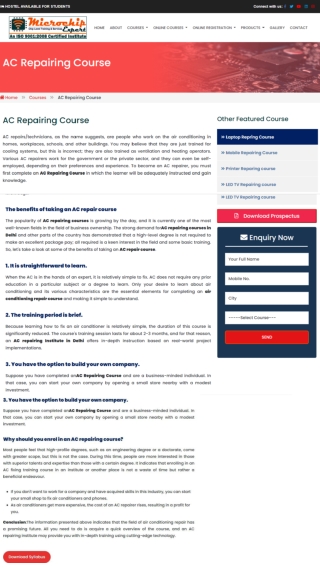 AC Repairing Course | AC Repairing Institute
