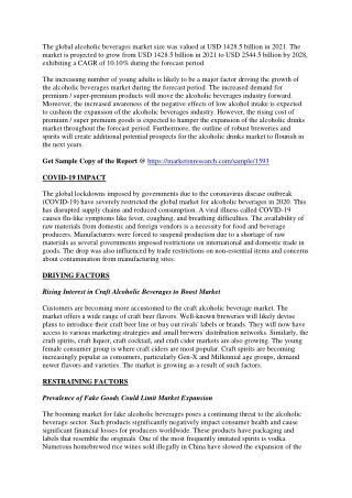 Alcoholic Beverages Market Analytical Overview and Size(Value and Volume 2022