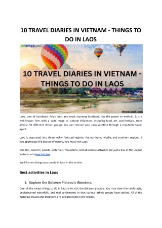 10 TRAVEL DIARIES IN VIETNAM - THINGS TO DO IN LAOS