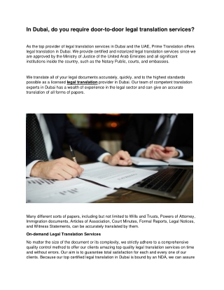 In Dubai, do you require door-to-door legal translation services