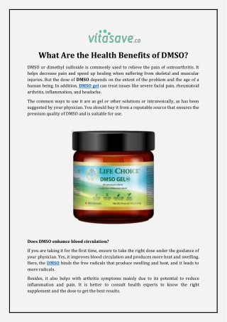 What Are the Health Benefits of DMSO