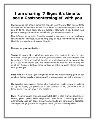 I am sharing '7 Signs it's time to see a Gastroenterologist' with you