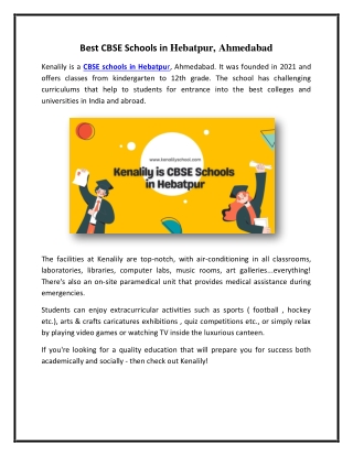 Best CBSE Schools in Hebatpur, Ahmedabad
