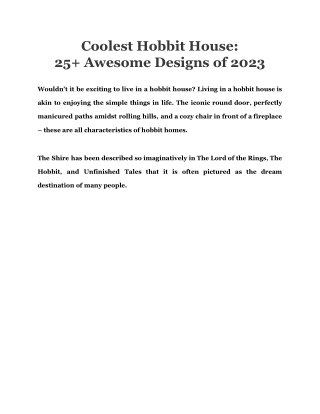 Coolest Hobbit House 25  Awesome Designs of 2023