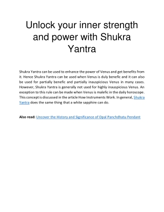 Unlock your inner strength and power with Shukra Yantra