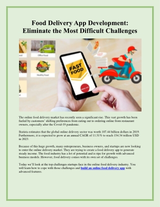 Food Delivery App Development -Eliminate the Most Difficult Challenges