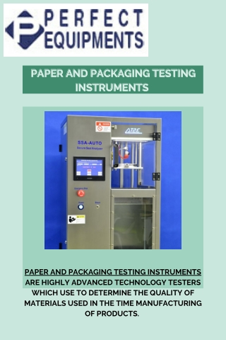 Paper And Packaging testing instruments | Perfect Group India