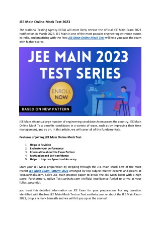 JEE Main Online Mock Test 2023