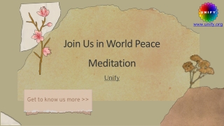 Join Us in World Peace Meditation - Unify