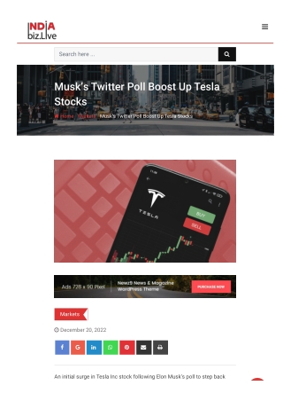 Musk’s Twitter Poll Boost Up Tesla Stocks