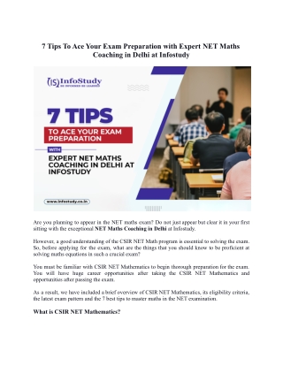 7 Tips to Ace Your Exam Preparation with Expert NET Maths Coaching in Delhi at Infostudy.