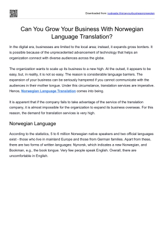 Can You Grow Your Business With Norwegian Language Translation?