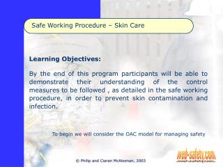 Safe Working Procedure – Skin Care