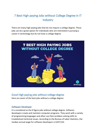 7 Best High paying Jobs without College Degree in Tech