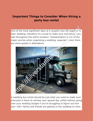 Important Things to Consider When Hiring a party bus rental