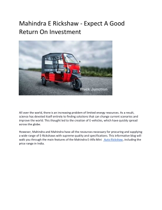 Mahindra Auto Rickshaws