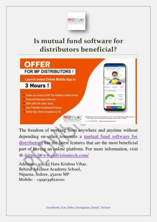 Is mutual fund software for distributors beneficial