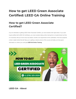 How to get LEED Green Associate Certified & LEED GA Online Training