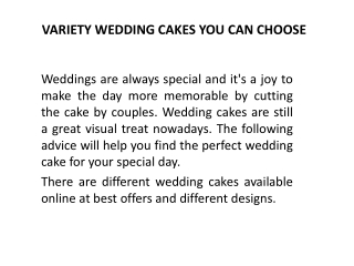 VARIETY WEDDING CAKES YOU CAN CHOOSE