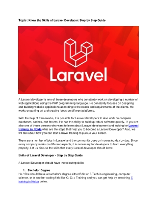 Know The Skills Of Laravel Developer _ Step By Step Guide