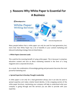 3  Reasons Why White Paper Is Essential For A Business