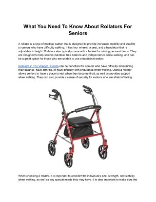 What You Need To Know About Rollators For Seniors