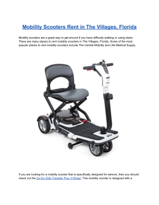 Mobility Scooters Rent in The Villages, Florida