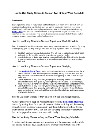 How to Use Study Timers to Stay on Top of Your Work Schedule