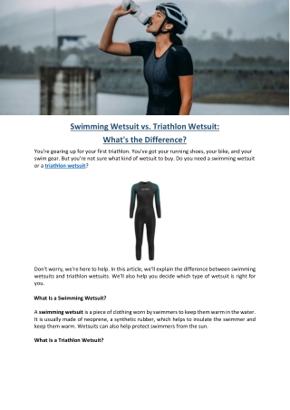 Swimming Wetsuit vs Triathlon Wetsuit What's the Difference