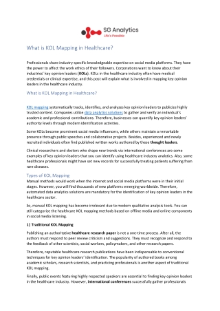 What is KOL Mapping in Healthcare